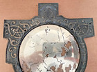 Vintage Ornate Cast Iron Metal Wall Mirror Art Nouveau Floral Antique Gorgeous 1
