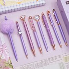  8pcs Ballpoint Pens Set Metal Crystal Diamond Pen Glitter Pen For Purple
