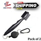 Double Sided Golf Club Cleaning Brush With Retractable Groove Sharpener