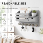 Key And Holder For Wall  Organizer Wall Mount With 6 Hooks And Storage Drawer   