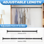 31-80 Inch Tension Shower Curtain Rod Stainless Steel Adjustable Black