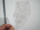 Vtg 1960s 70s Tattoo Flash Acetate Stencil Single Rose Signed V8 Rs6