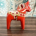 Vintage Nils Olsson Red Dala Wood Swedish Horse 3    Inch Carved Hand Painted