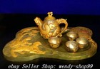 Old Dynasty Copper Silver 24 K Gold Dragon Beast Teapot Teakettle Cup Plate Set