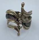 Vintage Taxco Alpaca Abalone Clamp Bracelet  7 Inches