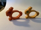 Vintage Bakelite Bunny Napkin Rings  2   1 Red Eye  1 Green Eye  Butterscotch