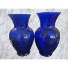 Vintage Cobalt Blue Glass Vases - 10 5    11  Set