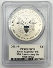 2011-p Mercanti American Silver Eagle  1 Pcgs Pr70 Reverse Proof First Strike