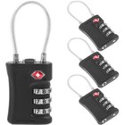 4pcs Tsa Approved 3 Digit Combination Suitcase Luggage Flexible Steel Cable Lock