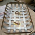 Rectangular Tobacco Basket  Distressed Galvanized Woven Metal Straps Rustic
