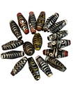 Vintage African Trade Beads Lot Black White Red Eye   Feather Wound Glass 17 Bea