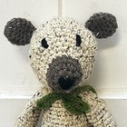 Handmade Crochet Knit Tweed Teddy Bear W  Green Bow Plush Stuffed Animal 19 