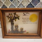 Kitschy Paper Owl Art Rolled Paper 1960s Framed Wood Hoots Night Soar Eagles