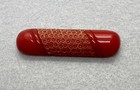 Vtg Brooch Antique Red Bakelite Art Deco Oblong Carved Circles C-clasp 2 75 