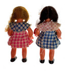 Vintage Miniature Dollhouse Girl Dolls Pink Blue Dresses Braids Blond Brunette