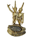 Vintage Cambodia Tibetan Brass Ashtray Apsara Sculpture Statue Shiva Appx 6 In