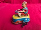 Antique Tin Plate Litho Wind-up Boy On Dodgem No5  Goso German Made