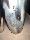 Set Of 2 Natural Medieval Viking Dining Ram Horn Drinking Cup Memento Mori Skull