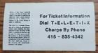 Bob Dylan Concert Ticket Stub 1979 Warfield San Francisco 2-week Run Bill Graham