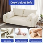 2-seater Beige Loveseat Sofa Couch Soft Cushion With Storage Pocket   2 Pillows