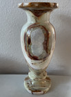 Vintage Onyx Marble Natural Stone Polished Vase Brown  Tan   Cream 8    Tall Heavy