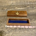 Marbled Wood Nautical Trinket Box W  Brass Anchor Emblem 