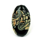 Lampwork Handmade Glass Black Moonlight Oval Pendant Bead 32x18m