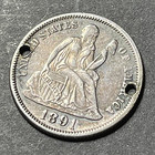 1891 Seated Liberty Dime Love Token   Rosella   Bird Nice Au Host