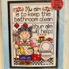 Design Works  aim   5 x 7  Vintage Counted Cross Stitch Kit Bathroom Humor