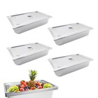 4 Pack 6  Deep Stainless Steel Steam Table Pans Hotel Food Prep Pan With Lids