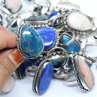 10 Mixed Natural Gemstone Ring Lot    sizes Us 5-10  925 Sterling Silver Plated