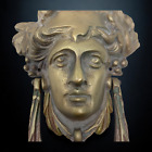 Vintage Antique Face Of Apollo Architectural Salvage Figural Brass Doorknocker