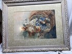 Vintage Original Still Life Grapes Framed Matted  Art Watercolor