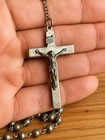 Mid Century Sterling Silver Rosary 5 Decade Beads Crucifix Mary Medal 17   