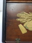 Vtg Wooden Bread Box Farmhouse Kitchen Bread Wheat Butter Motif 1950s Drop Door