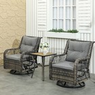 Outsunny 3 Pieces Wicker Bistro Set  Rocking Patio Furniture Set  Gray