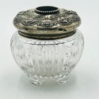 Antique Sterling Silver   Cut Glass Hair Receiver By Woodside Sterling Co 