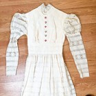 Antique Edwardian Lace Dress With Collar And Embroidered Flowers