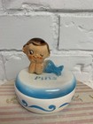 Vintage Rare Holt Howard Mermaid Boy Pills Box Trinket Ceramic Anthropomorphic