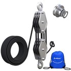 Heavy Duty Block And Tackle Pulley System 2200 Lbs  50 Ft Rope  5 1 Lift Power