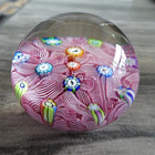 Perthshire Glass Miniature Silhouette Cane Millefiori Red Muslin Paperweight 
