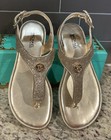 Michael Kors Girls Sz 2 Brandy Zahara Pale Gold Glitter Sandal Mk100981c Msrp 46