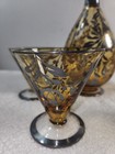 Vintage Bohemian Style Decanter With Stopper And 4 Glasses And Silver Overlay