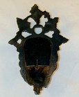 Cast Iron Match Holder Devil s Head Cup Foliage Background Orange   Black Paint