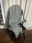 Handmade Blanket Afghan Crochet Knitted Black And White  approximately 51   x78    