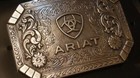 Ariat   Western Belt Buckle Logo Floral Silver A37018