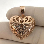 Round Cut White Moissanite 14k Rose Gold Finish Women Cluster Heart Pendant