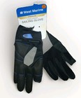 Premium Long Finger Sailing Gloves Mens Large Black Gray Blue- New - West Marine