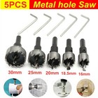 5pcs 16-30mm Hss Drill Bit Hole Saw Cutter Tool Kit Set Stainless Steel Metal Us