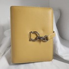 Franklin Covey Leather Planner Binder Id Card Yellow 6 Ring Zip Horsebit 6 X 8
